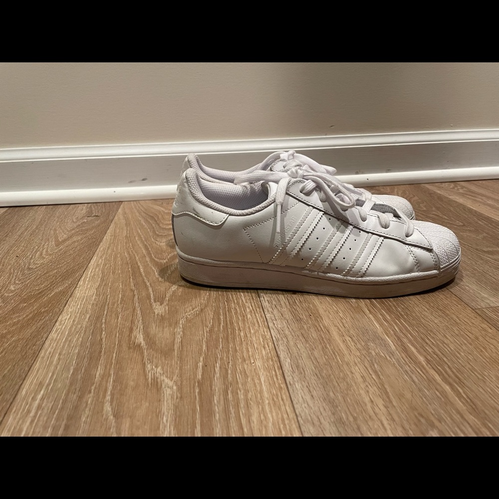 All White Adidas Superstar Sneakers - Picture 7 of 8